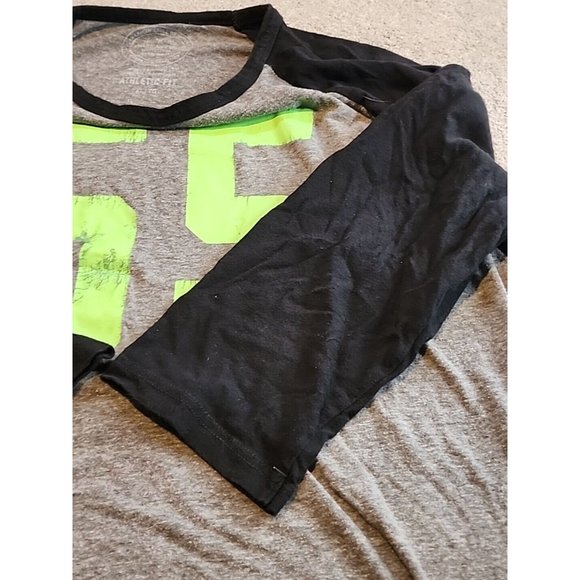 Men’s American Eagle Athletic Fit Shirt Ringer Tee XL 55 Gray Black 3/4Sleeve - Picture 5 of 10